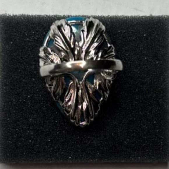 RARITIES Turquoise Sterling Silver Pear Shaped Ring Size 7 - Picture 8 of 10